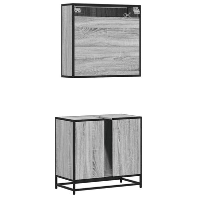 Harmaa kylpyhuoneen kalustesarja Iulcsa (2-osainen, sonoma puinen)