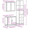 3-osainen Kylpyhuoneen kalustesarja harmaa Sonoma tekninen puu
