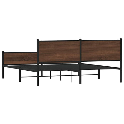 Ruskea tammi metallinen sängynrunko Oane 160x200cm