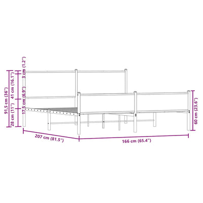 Ruskea tammi metallinen sängynrunko Oane 160x200cm