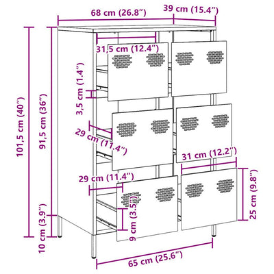 Sinapinkeltainen kaappi Costamara 68x39x101,5cm (teräs)
