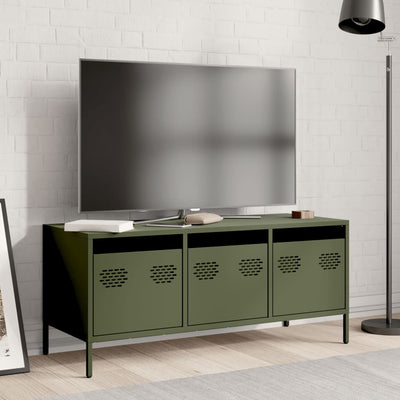 TV-taso oliivinvihreä 101,5x39x43,5 cm kylmävalssattu teräs