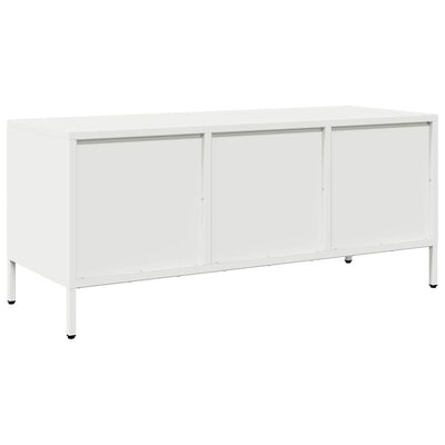 TV-taso valkoinen 101,5x39x43,5 cm kylmävalssattu teräs