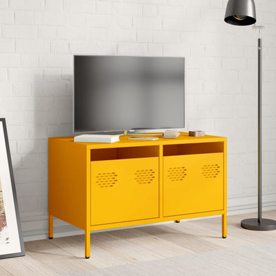 TV-taso sinapinkeltainen 68x39x43,5 cm kylmävalssattu teräs