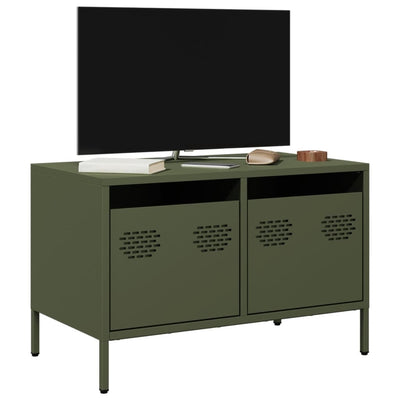 TV-taso oliivinvihreä 68x39x43,5 cm kylmävalssattu teräs