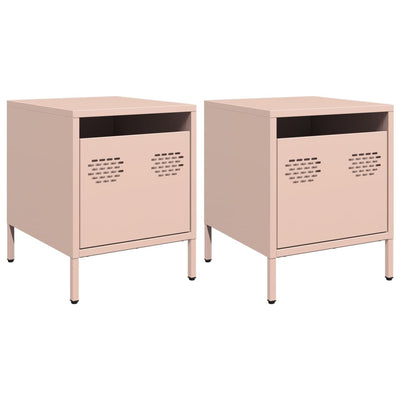 Yöpöytäkaapit 2 kpl Pinkki 35x39x43,5 cm Teräs