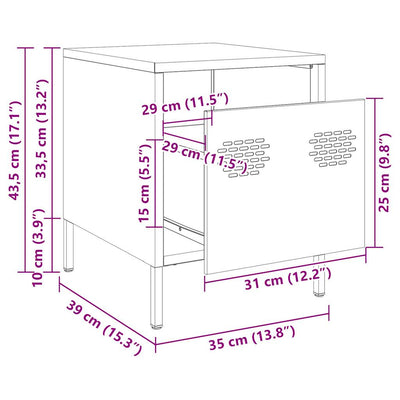 Valkoinen yöpöytä Unit 35x39x43,5cm (teräs)