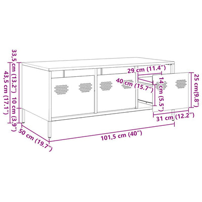 Oliivinvihreä sohvapöytä Nucusoara 101,5x50x43,5cm (kylmävalssattu teräs)