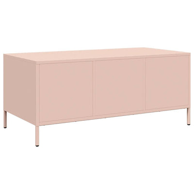 Sohvapöytä pinkki 101,5x50x43,5 cm kylmävalssattu teräs