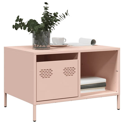 Sohvapöytä pinkki 68,5x50x43,5 cm kylmävalssattu teräs