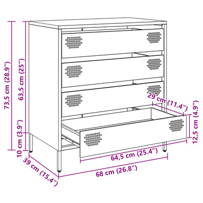 Sinapinkeltainen senkki Neaga 68x39x73,5cm (kylmävalssattu teräs)