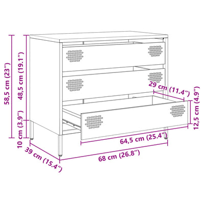 Oliivinvihreä senkki Trache 68x39x58,5cm (kylmävalssattu teräs)