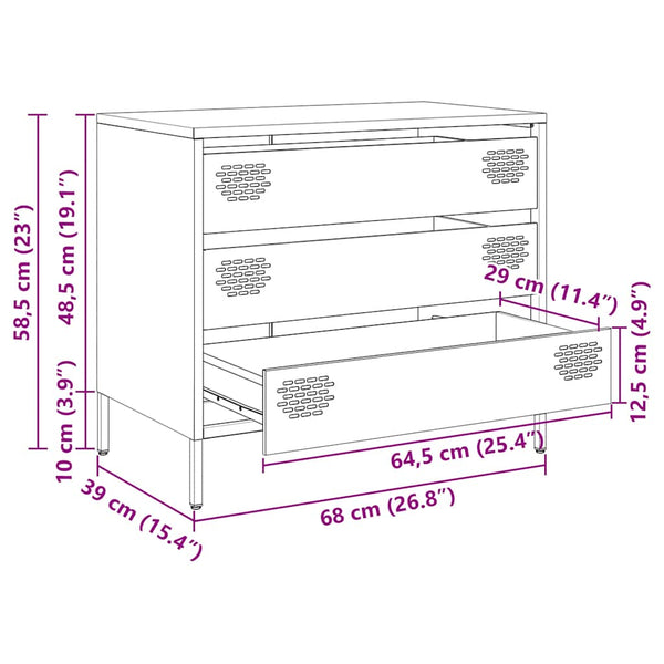 Valkoinen senkki Trache 68x39x58,5cm (kylmävalssattu teräs)