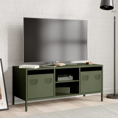 TV-taso oliivinvihreä 101,5x39x43,5 cm kylmävalssattu teräs