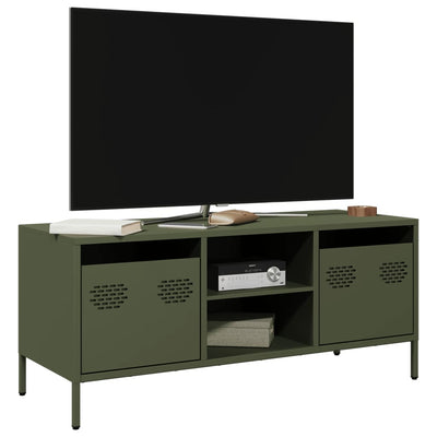 TV-taso oliivinvihreä 101,5x39x43,5 cm kylmävalssattu teräs