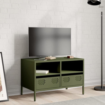 TV-taso oliivinvihreä 68x39x43,5 cm kylmävalssattu teräs