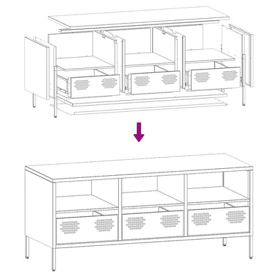 TV-taso pinkki 101,5x39x43,5 cm kylmävalssattu teräs