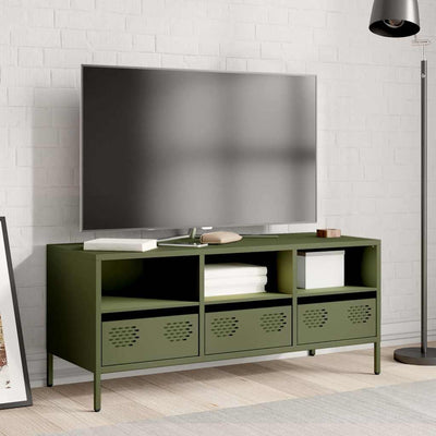 TV-taso oliivinvihreä 101,5x39x43,5 cm kylmävalssattu teräs