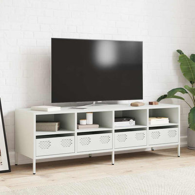TV-taso valkoinen 135x39x43,5 cm kylmävalssattu teräs