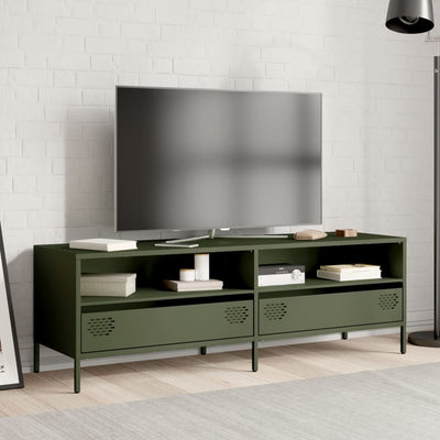 TV-taso oliivinvihreä 135x39x43,5 cm kylmävalssattu teräs