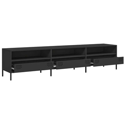 TV-taso musta 202x39x43,5 cm kylmävalssattu teräs