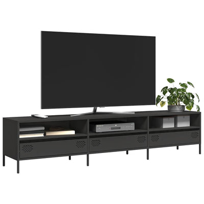 TV-taso musta 202x39x43,5 cm kylmävalssattu teräs