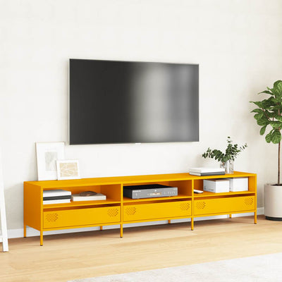 TV Kaappi Sinapinkeltainen 202x39x43,5 cm Kylmävalssattu teräs