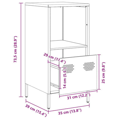 Oliivinvihreä senkki Madalyn 35x39x73,5cm (kylmävalssattu teräs)