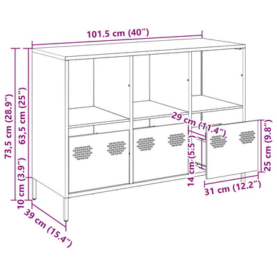 Valkoinen senkki Madalyn 101,5x39x73,5cm (kylmävalssattu teräs)