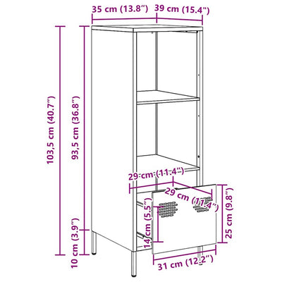 Pinkki kaappi Nectar 35x39x103,5cm (teräs)