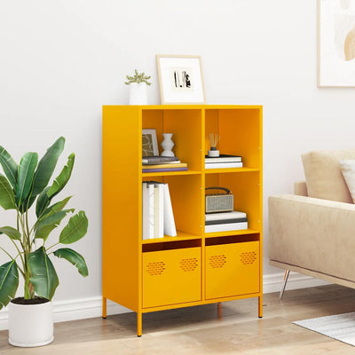 Highboard Sinapinkeltainen 68x39x103,5 cm Teräs