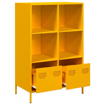 Highboard Sinapinkeltainen 68x39x103,5 cm Teräs