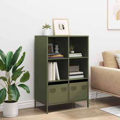 Highboard Oliivinvihreä 68x39x103,5 cm Teräs