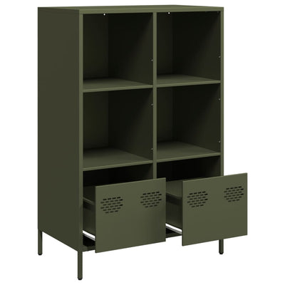 Highboard Oliivinvihreä 68x39x103,5 cm Teräs