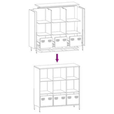 Highboard Musta 101,5x39x103,5 cm Teräs