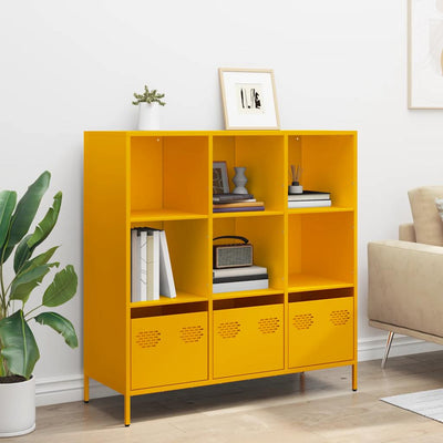 Highboard Sinapinkeltainen 101,5x39x103,5 cm Teräs