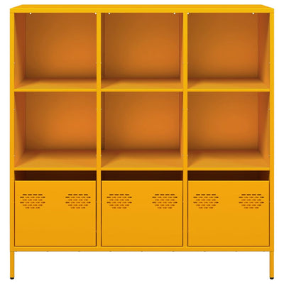 Highboard Sinapinkeltainen 101,5x39x103,5 cm Teräs