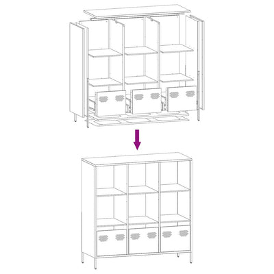 Highboard Sinapinkeltainen 101,5x39x103,5 cm Teräs