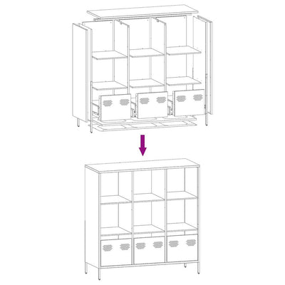 Highboard Valkoinen 101,5x39x103,5 cm Teräs