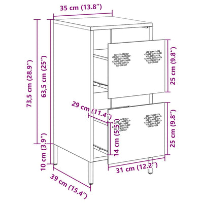 Sinapinkeltainen senkki Annette 35x39x73,5cm (kylmävalssattu teräs)
