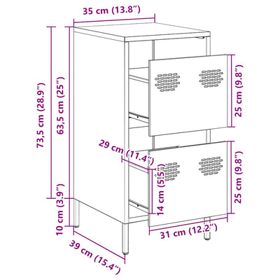 Oliivinvihreä senkki Annette 35x39x73,5cm (kylmävalssattu teräs)