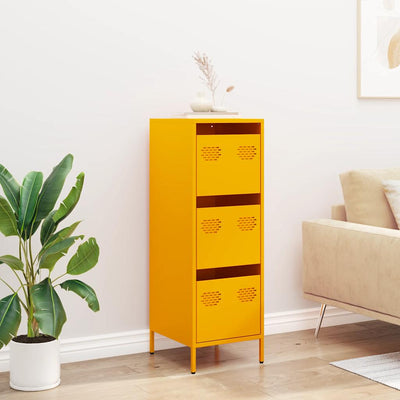 Highboard Sinapinkeltainen 39x35x103,5 cm Teräs