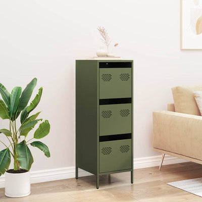 Highboard Oliivinvihreä 39x35x103,5 cm Teräs