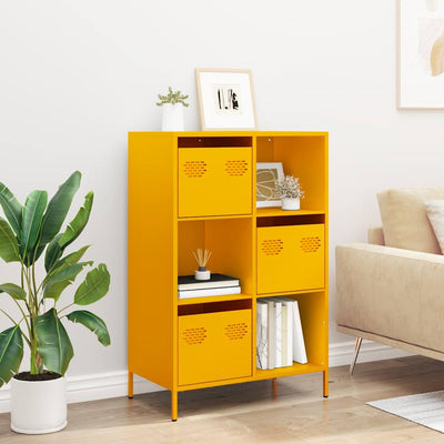 Highboard Sinapinkeltainen 68x39x103,5 cm Teräs