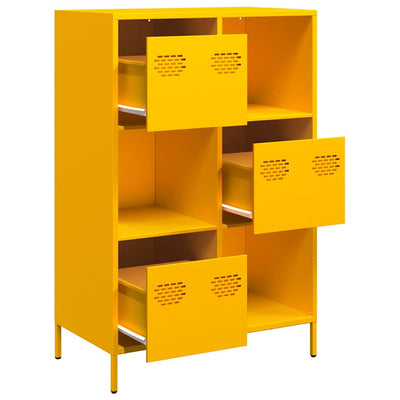 Highboard Sinapinkeltainen 68x39x103,5 cm Teräs