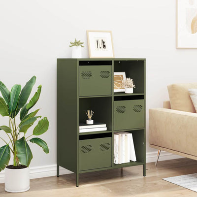 Highboard Oliivinvihreä 68x39x103,5 cm Teräs