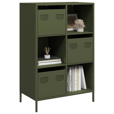 Highboard Oliivinvihreä 68x39x103,5 cm Teräs