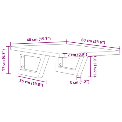 Teräs ja täysi tammi pesuallashylly Lulus (seinälle)
