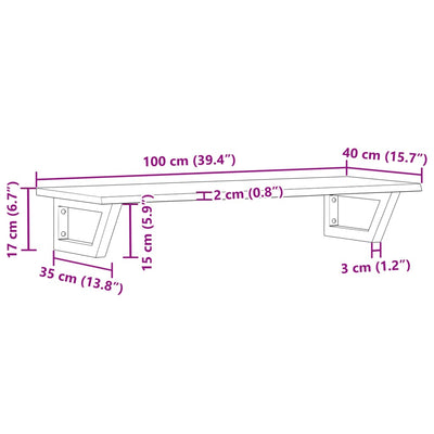 Teräs ja täysi tammi pesuallashylly Lulus (seinälle)
