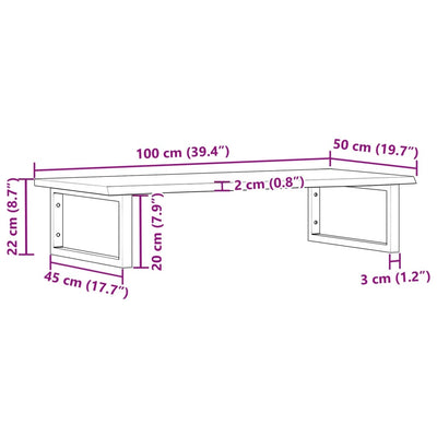 Teräs ja täysi tammi pesuallashylly Lulus (seinälle)